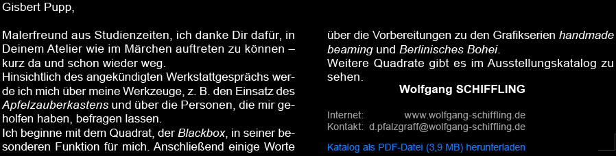 Erklärung von Wolfgang Schiffling, Berlinisches Bohei, handmade beaming